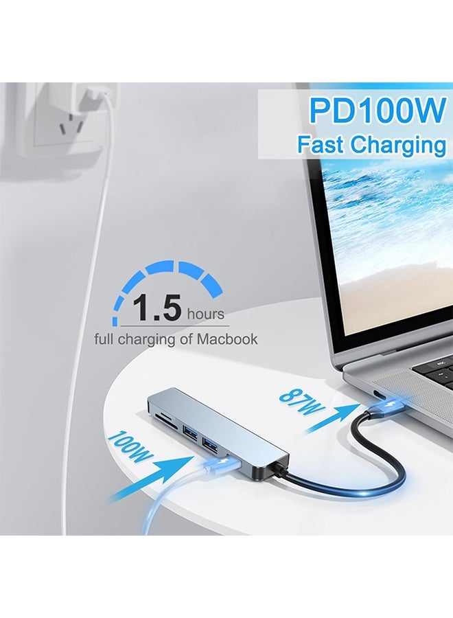Quantum 6-in-1 USB C Hub Multiport Adapter USB C Multifunctional Hub Adapter USB C Docking Station with 4K HDMI USB 3.0 Ports, PD Charging SD/TF Card Reader for MacBook Pro/Air iPad Laptop - Image 4