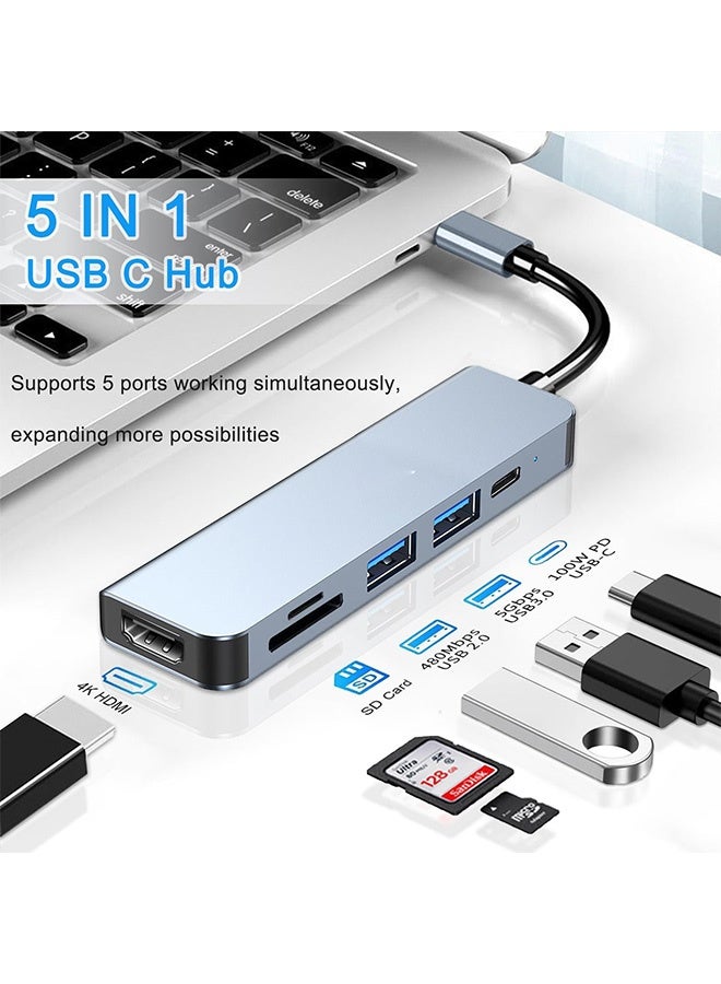 Quantum 6-in-1 USB C Hub Multiport Adapter USB C Multifunctional Hub Adapter USB C Docking Station with 4K HDMI USB 3.0 Ports, PD Charging SD/TF Card Reader for MacBook Pro/Air iPad Laptop - Image 2