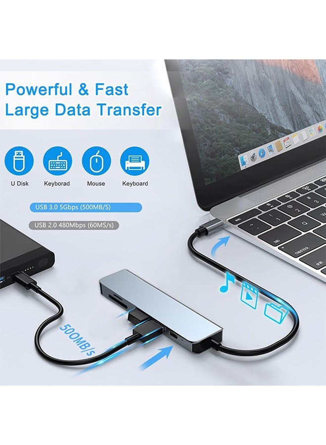 Quantum 6-in-1 USB C Hub Multiport Adapter USB C Multifunctional Hub Adapter USB C Docking Station with 4K HDMI USB 3.0 Ports, PD Charging SD/TF Card Reader for MacBook Pro/Air iPad Laptop - Image 5