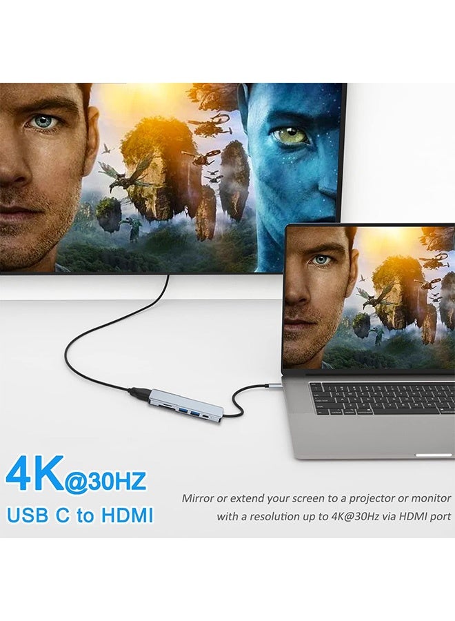 Quantum 6-in-1 USB C Hub Multiport Adapter USB C Multifunctional Hub Adapter USB C Docking Station with 4K HDMI USB 3.0 Ports, PD Charging SD/TF Card Reader for MacBook Pro/Air iPad Laptop - Image 3
