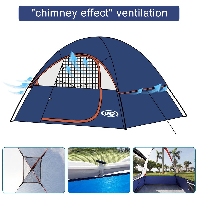 Unp Camping Tent 2 Person, Waterproof Windproof Tent with Rainfly Easy Set up-Portable Dome Tents for Camping - Image 4