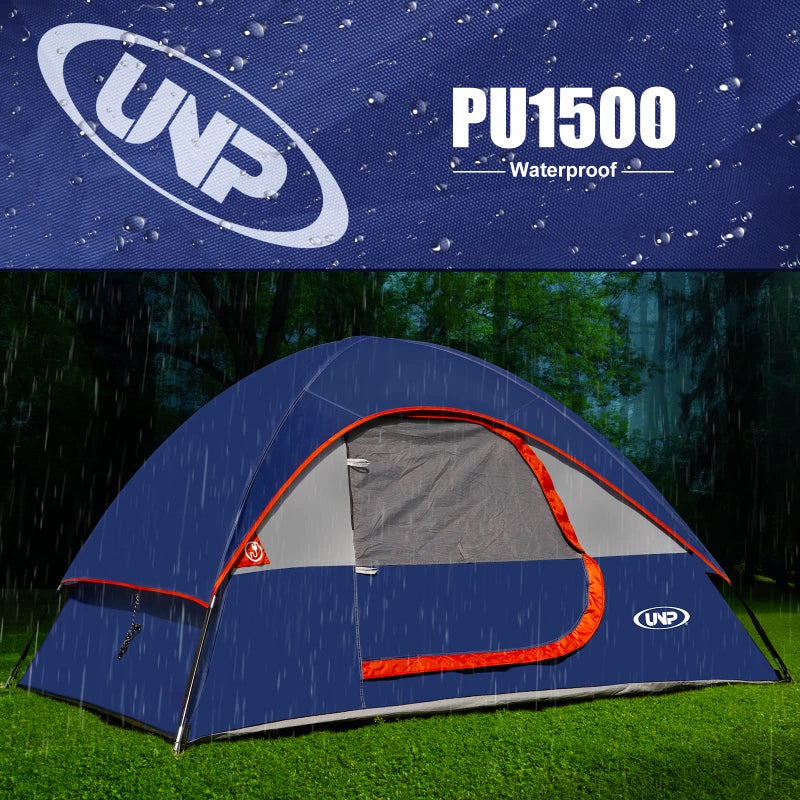Unp Camping Tent 2 Person, Waterproof Windproof Tent with Rainfly Easy Set up-Portable Dome Tents for Camping - Image 5