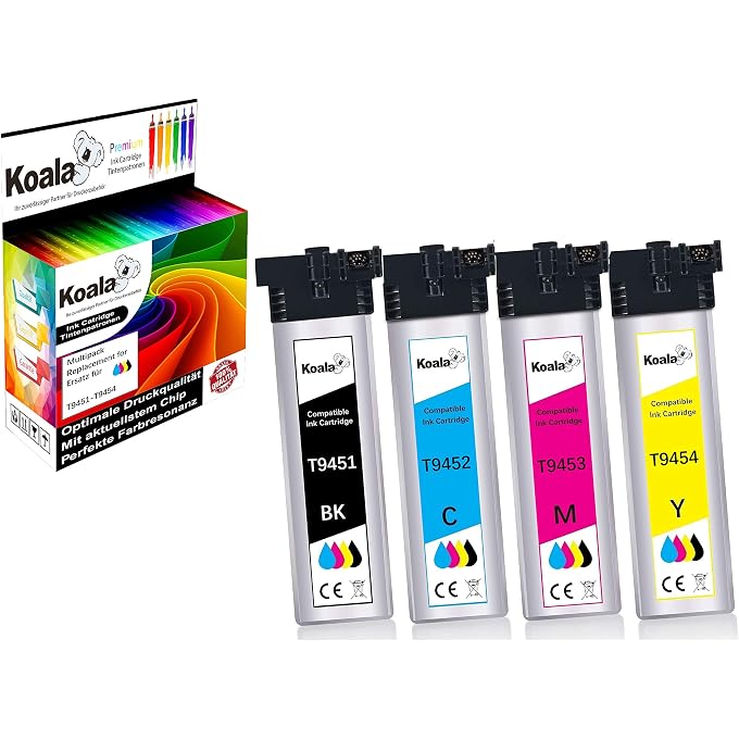 Koala Pack of 4 T9451-T9454 Ink Cartridges Compatible with T9451 T9452 T9453 T9454 Printer Cartridges Multipack for Workforce Pro WF-C5210DW WF-C5290DW WF-C5710DWF WF-C5790DWF WF-C5790DW