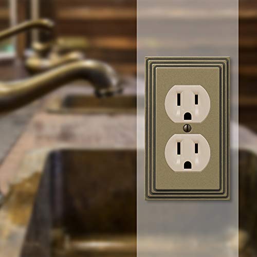 Amerelle Steps Single Duplex Cast Metal Wallplate in Rustic Brass Cast - Image 3