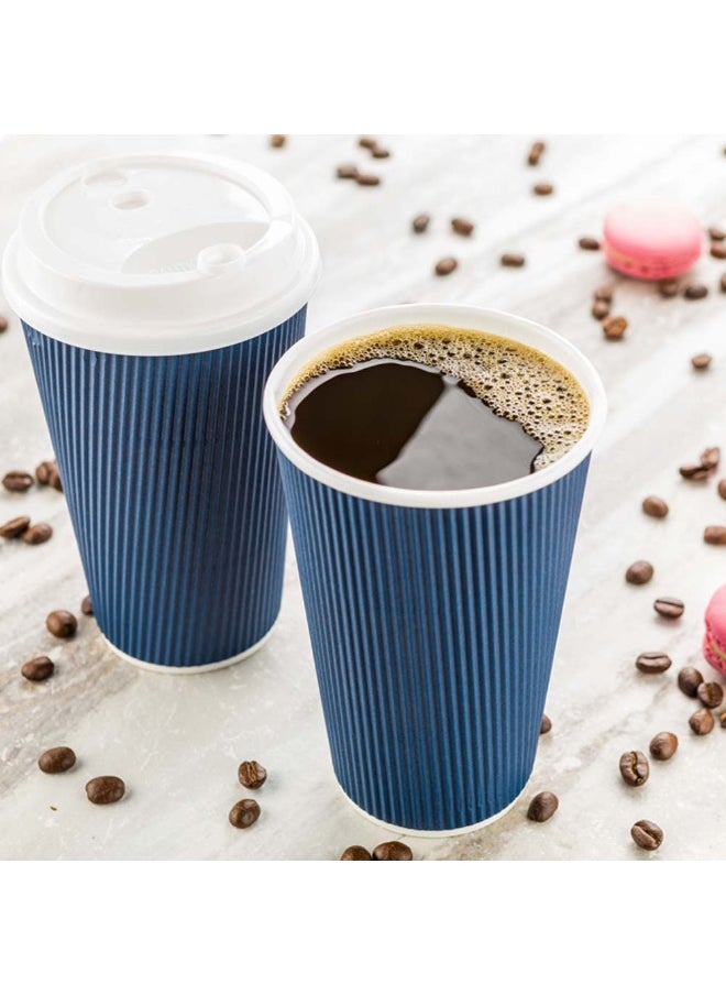Restaurantware Restaurantware 20 Ounce Ripple Insulated Coffee Cups, 250 Double Wall Corrugated Tumblers, Sustainable Midnight Blue Paper Design, Ribbed Surface, Secure Grip, Matching Lids Sold Separately  - Image 3