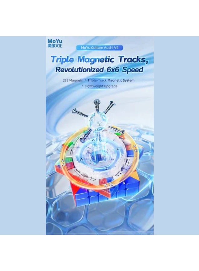 MoYu AoShi V4 6x6 Triple-Track M Magnetic Speedcube Stickerless Cube - Image 4