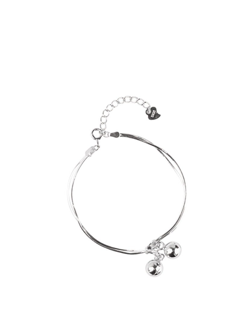 سوار الزوجين الفضة النقية 925، تصميم شخصي مع جرس أنثوي بسيط - Image 1