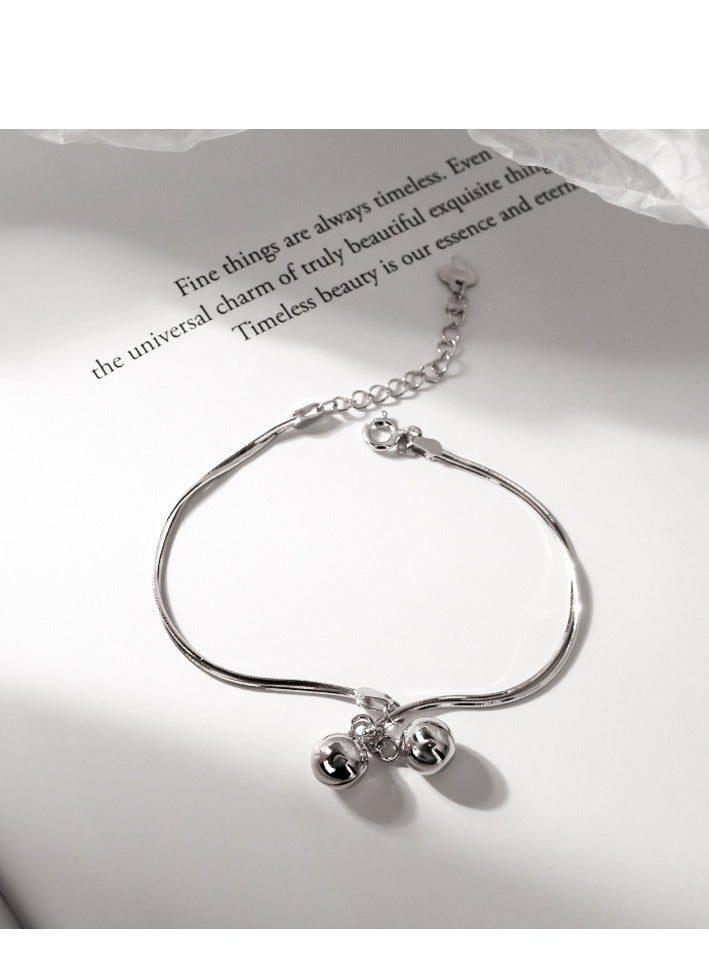 سوار الزوجين الفضة النقية 925، تصميم شخصي مع جرس أنثوي بسيط - Image 2