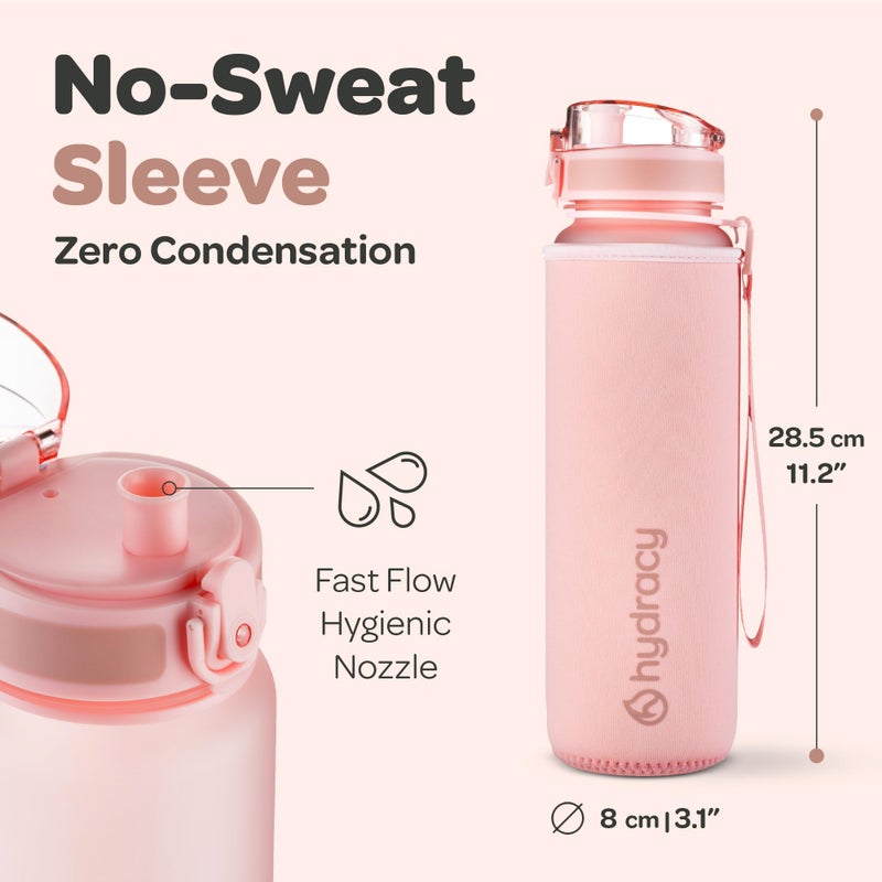 Hydracy Water Bottle with Time Marker -Large 32oz BPA Free & No Sweat Sleeve -Leak Proof Gym Bottle with Fruit Infuser Strainer & Times to Drink -Ideal for Fitness Sports & Outdoors - Image 5