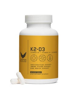 High Level K2-D3, Vitamin K2 Supplement, Dual Action Support Complex with Bioperine (Black Pepper) & 5000IU D3 Cholecalciferol, Support for Heart, Bone & Health Defense, 100MCG, 60 Veggie Capsules