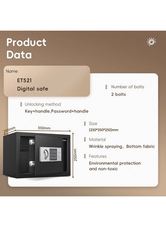 Deli - Metal Digital Safe 35x25x25 cm-Black - Image 1