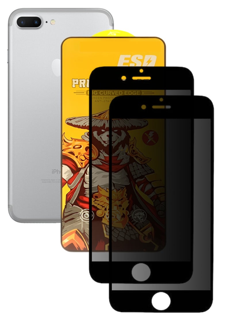 ESD 2 Pieces Tempered Dustproof Privacy Glass Screen Protector Compatible For iPhone 7 Plus - Image 1