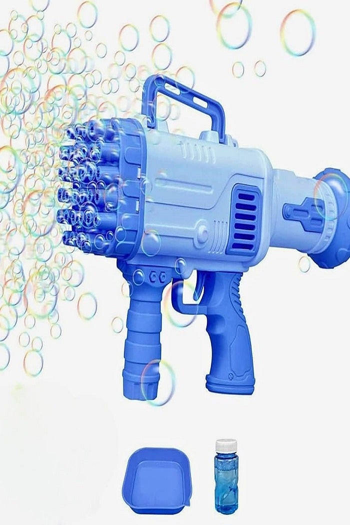 Bubble Gun, Battery Operated, Rainbow Bubbles Blaster, Blue 32 Hole