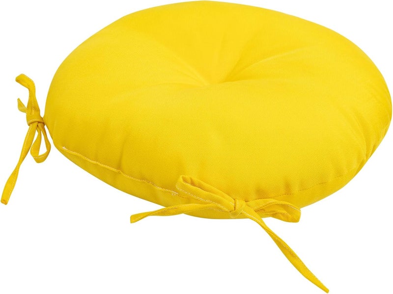 FUNHOME Bistro Chair Cushions 15 inch,Set of 2,Tufted Round Chair Cushions with Ties,15"x15"x4",Water Resistant Round Seat Cushion for Barstool Chairs,Patio Garden Kitchen Outdoor Furniture(Yellow) - Image 5