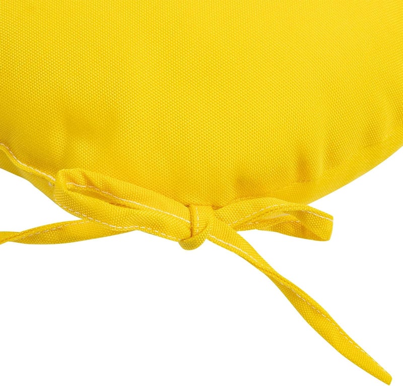 FUNHOME Bistro Chair Cushions 15 inch,Set of 2,Tufted Round Chair Cushions with Ties,15"x15"x4",Water Resistant Round Seat Cushion for Barstool Chairs,Patio Garden Kitchen Outdoor Furniture(Yellow) - Image 4