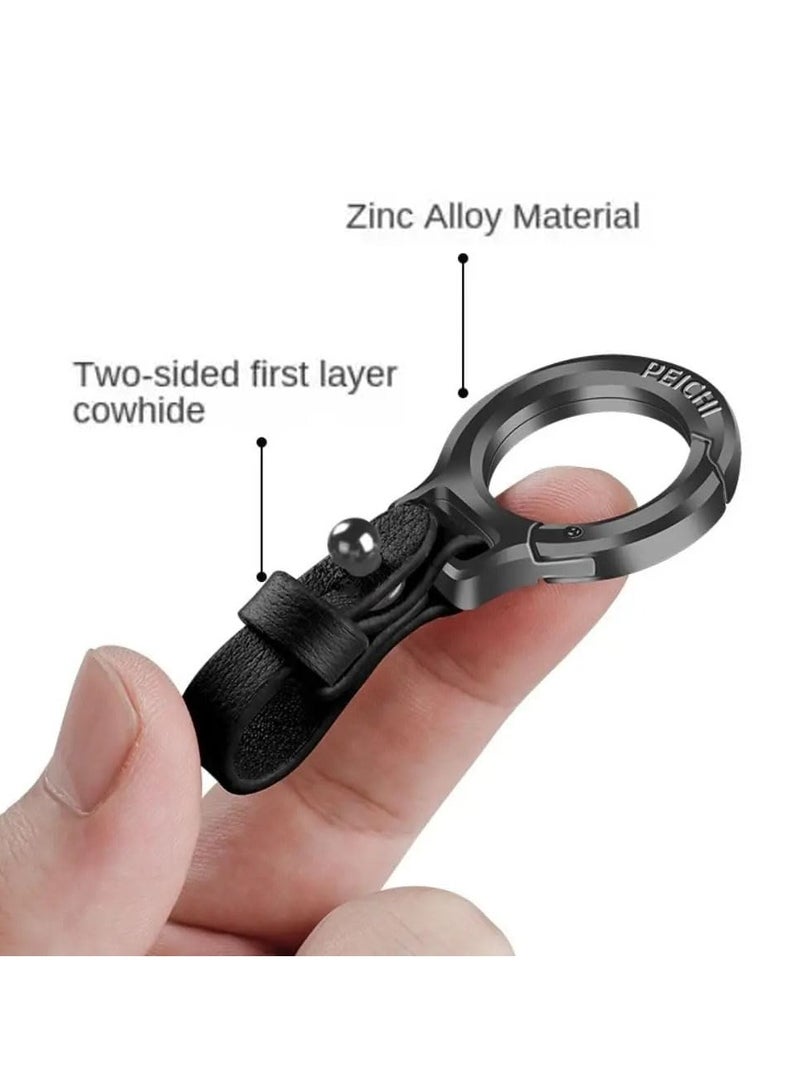 SOLARAE Car Keychain Personalized Creative, Premium Car Keychain, Zinc Alloy Keychain Leather Strap Car Key Fob, Durable Leather Car Keychain, Key Fob Accessory with Keyrings Zinc Alloy Buckle  (2PCS ) - Image 3
