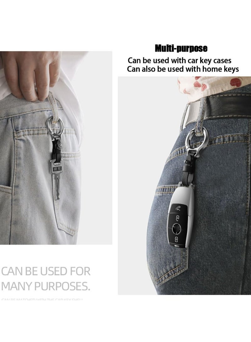 SOLARAE Car Keychain Personalized Creative, Premium Car Keychain, Zinc Alloy Keychain Leather Strap Car Key Fob, Durable Leather Car Keychain, Key Fob Accessory with Keyrings Zinc Alloy Buckle  (2PCS ) - Image 5