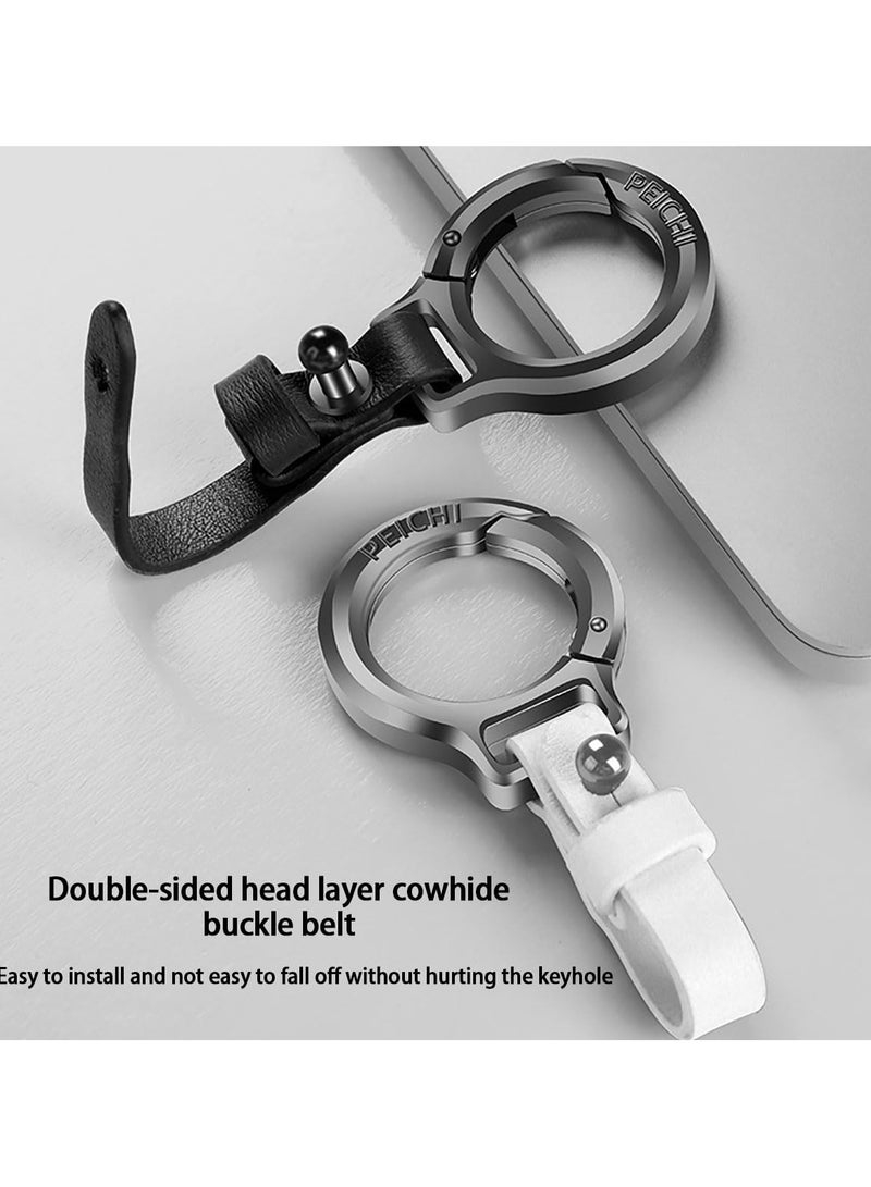 SOLARAE Car Keychain Personalized Creative, Premium Car Keychain, Zinc Alloy Keychain Leather Strap Car Key Fob, Durable Leather Car Keychain, Key Fob Accessory with Keyrings Zinc Alloy Buckle  (2PCS ) - Image 2