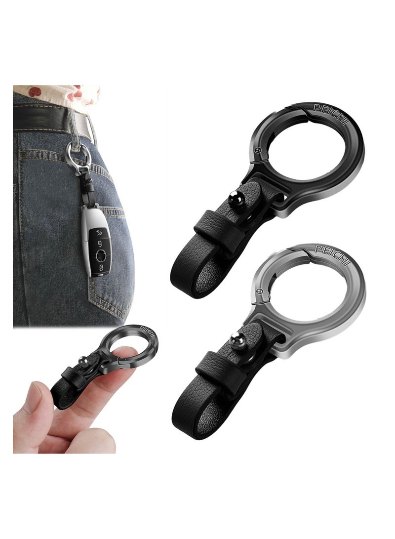 SOLARAE Car Keychain Personalized Creative, Premium Car Keychain, Zinc Alloy Keychain Leather Strap Car Key Fob, Durable Leather Car Keychain, Key Fob Accessory with Keyrings Zinc Alloy Buckle  (2PCS ) - Image 1