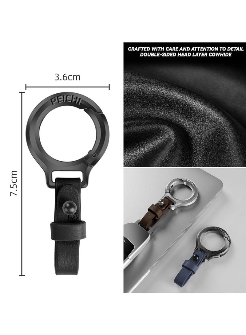 SOLARAE Car Keychain Personalized Creative, Premium Car Keychain, Zinc Alloy Keychain Leather Strap Car Key Fob, Durable Leather Car Keychain, Key Fob Accessory with Keyrings Zinc Alloy Buckle  (2PCS ) - Image 4