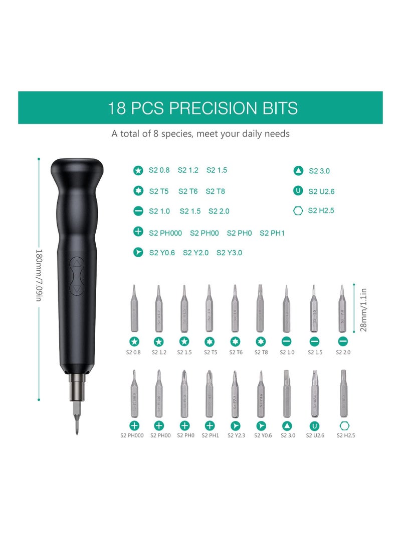 Y&D Precision Electric Screwdriver, 21 in 1 Portable Screwdriver with 18 S2 Bits, Mini Cordless Repair Tool for Smartphone, Watch, Camera, Laptop (Type-C USB Cable Included) - Image 1
