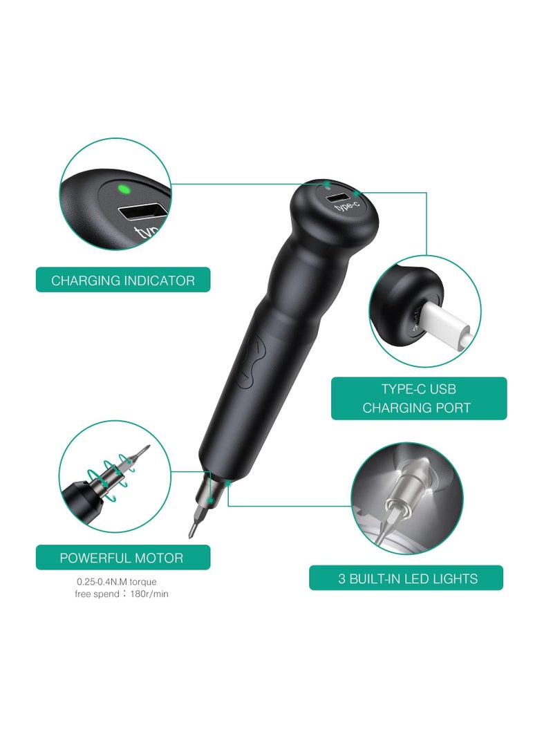 Y&D Precision Electric Screwdriver, 21 in 1 Portable Screwdriver with 18 S2 Bits, Mini Cordless Repair Tool for Smartphone, Watch, Camera, Laptop (Type-C USB Cable Included) - Image 4
