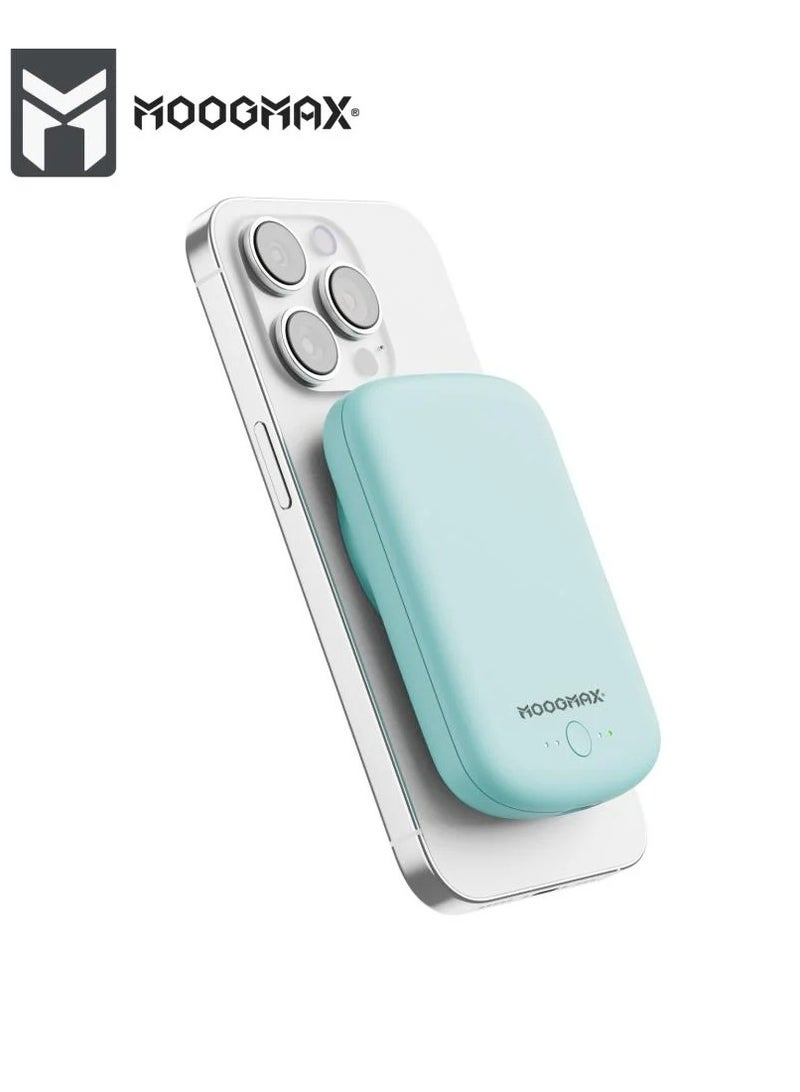 موجماكس أصغر شاحن محمول متعدد الوظائف للشحن السريع أثناء التنقل شاحن شاحن متنقل صغير شاحن تايب سي شاحن  لاسلكي باوربانك باور بانك لاسلكي باوربانك صغير باور بانك قوي باور بانك جوي  باور بانك اللون الازرق 5000امبير - Image 1