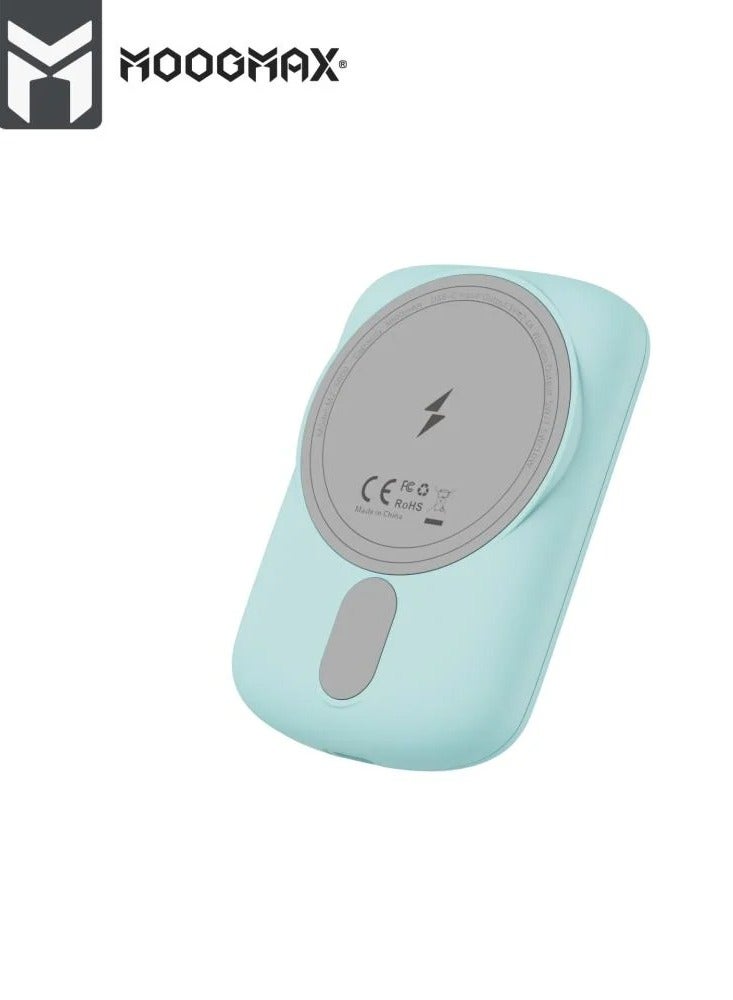 موجماكس أصغر شاحن محمول متعدد الوظائف للشحن السريع أثناء التنقل شاحن شاحن متنقل صغير شاحن تايب سي شاحن  لاسلكي باوربانك باور بانك لاسلكي باوربانك صغير باور بانك قوي باور بانك جوي  باور بانك اللون الازرق 5000امبير - Image 2