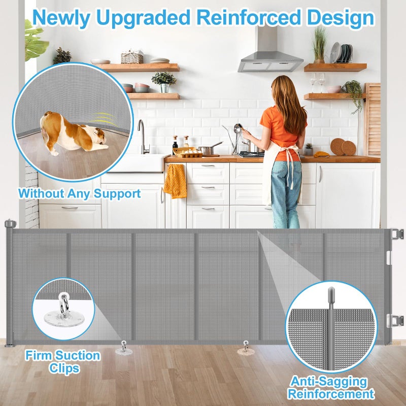EZIGO Upgrade 120 inch Retractable Baby Gates, EZIGO Extra Wide Baby Gate for Large Opening Extra Long Mesh Gate for Kids or Pet Dog Gate Child Safety Gate for Stairs Hallways Doorway Indoor Outdoor, Gray - Image 3