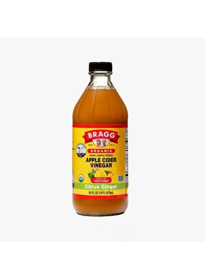 Apple Cider Vinegar with citrus ginger 473ml - Organic, unfiltered, with the mothers