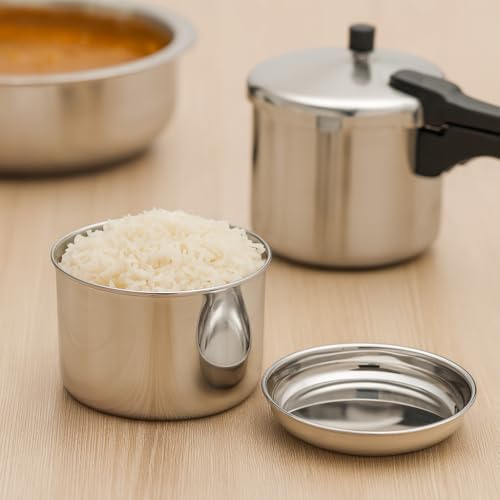 Expresso قدر طبخ عميق من الفولاذ المقاوم للصدأ مع غطاء – يتسع تمامًا لـ 5 لترات من قدر الضغط بغطاء خارجي من بريستيج للطهي المتعدد الاستخدامات - Image 4