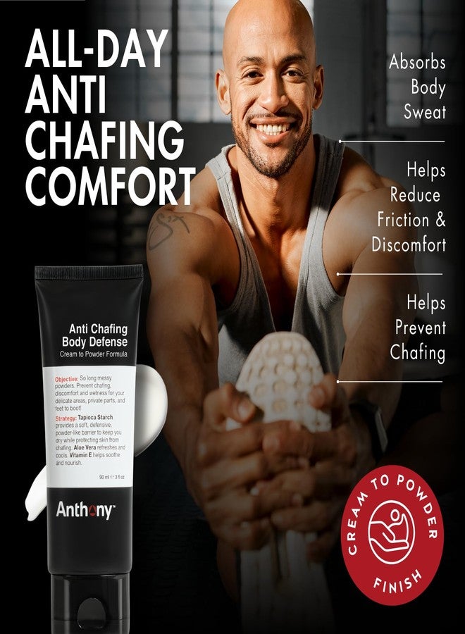 Anthony Anti Chafing Body Defense for Men, Talc Free Cream to Powder Lotion for Sweat Protection, Moisture Control and Friction Defense, All Day Comfort, 3 Fl Oz - Image 3