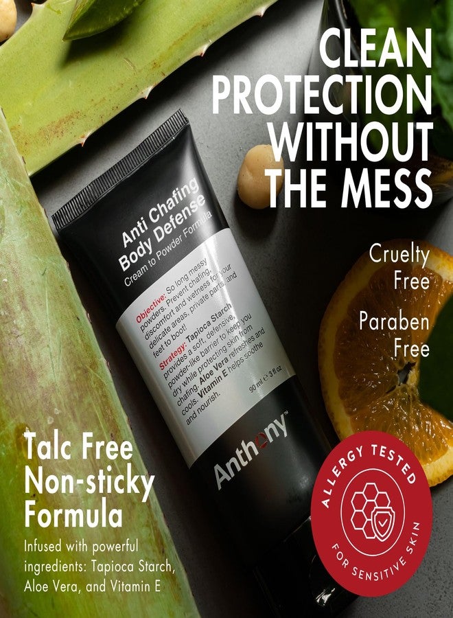 Anthony Anti Chafing Body Defense for Men, Talc Free Cream to Powder Lotion for Sweat Protection, Moisture Control and Friction Defense, All Day Comfort, 3 Fl Oz - Image 4