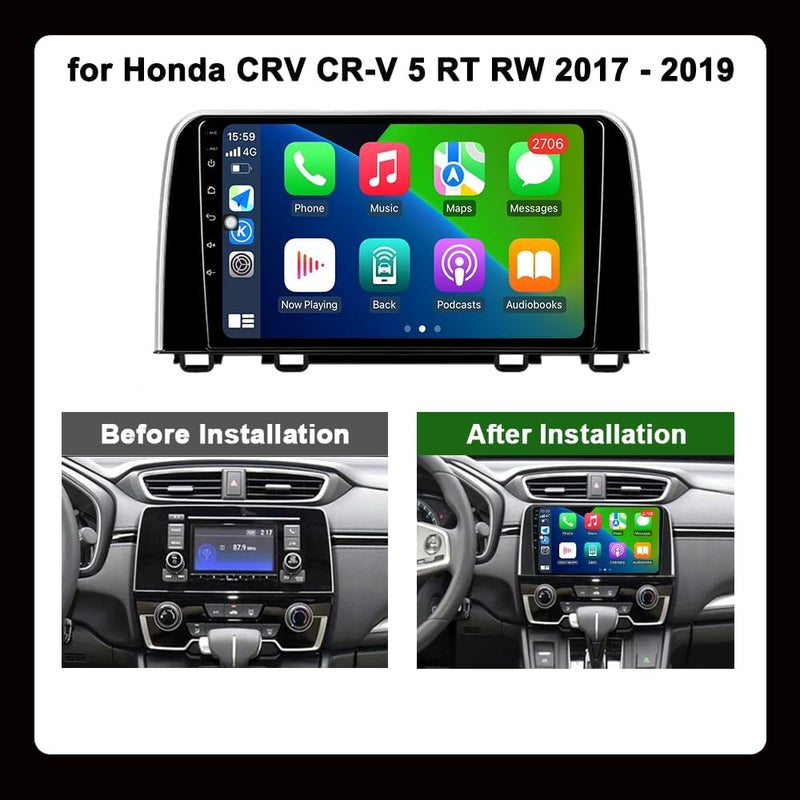 Vierex Fit Honda CRV CR-V Car Stereo CR-V 5 Android Screen 2017-2022 with Wireless CarPlay, Android Auto, GPS Navigation, BT, WiFi, AHD Camera Included (2+32GB Carplay 4CORE) - Image 2
