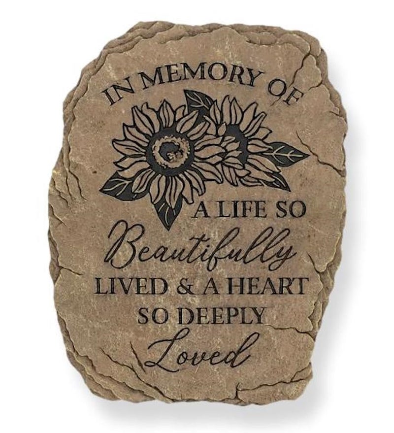 Carson 105 Memorial Garden Stone Floral Tribute Stepping Stone for Garden Outdoor Memorial Garden Marker Sympathy Gift for Grieving Remembrance Stone