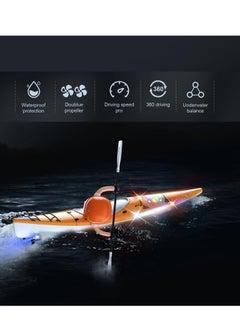 Excefore Remote Control Boat for Kids with LED Lights, 2.4GHz Simulated RC Kayak with Paddle for Lake, River, Pool, and Bathtub, Balance Water Toys for Boys and Girls, Cool Gifts for Kids 4-12 (Orange)  - Image 4