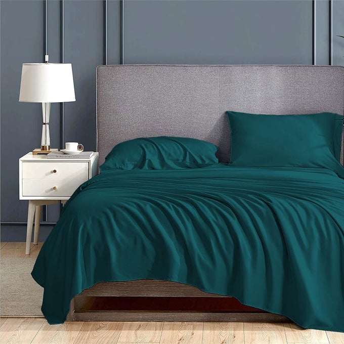 500TC SUPER SOFT ELEGANT COLORS BEDSHEET 100 EGYPTIAN COTTON TEAL SUPER KING SIZE 108 X 110 2 PEICE PILLOW COVER SIZE18X28