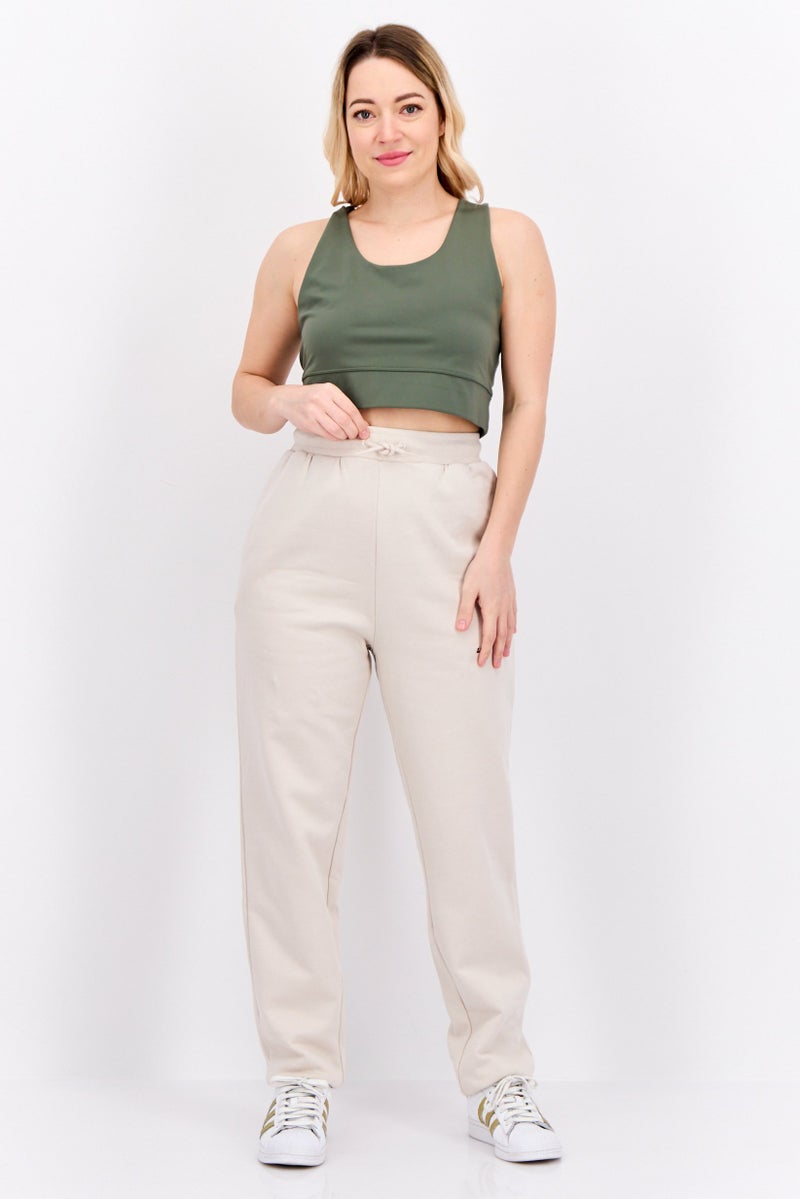 Lyle & Scott Women Regular FIt Embroidered Logo Sweatpants, Beige - Image 4