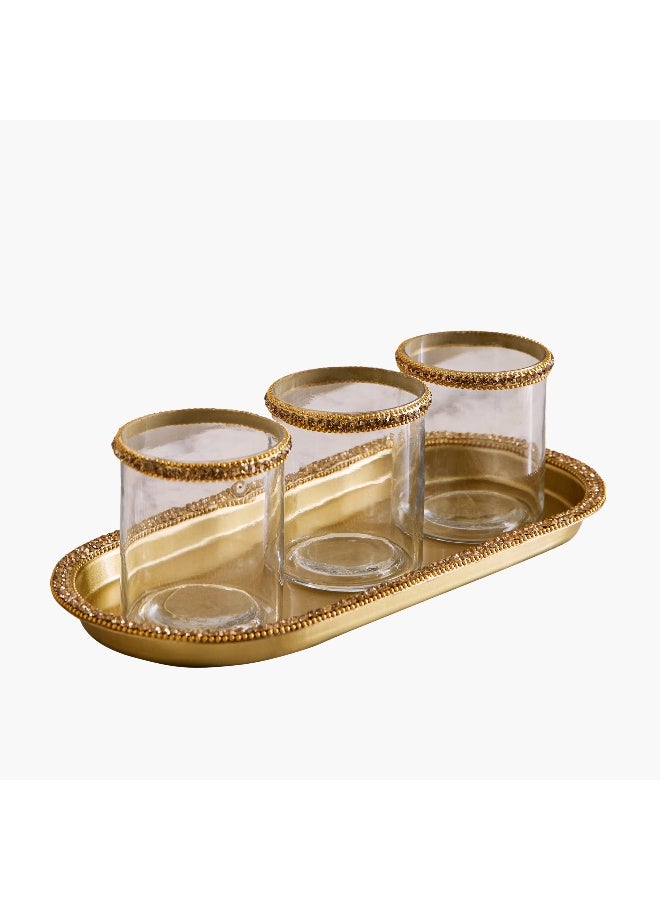 Home Box Iras Elara 3-Piece Decorative Tealight Candleholder Set with Tray - Image 5