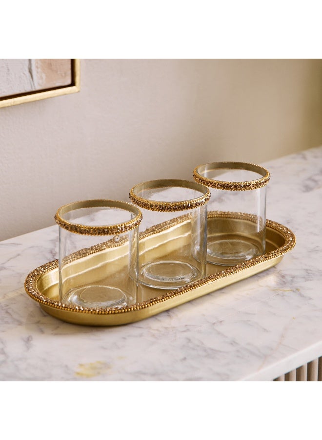 Home Box Iras Elara 3-Piece Decorative Tealight Candleholder Set with Tray - Image 2