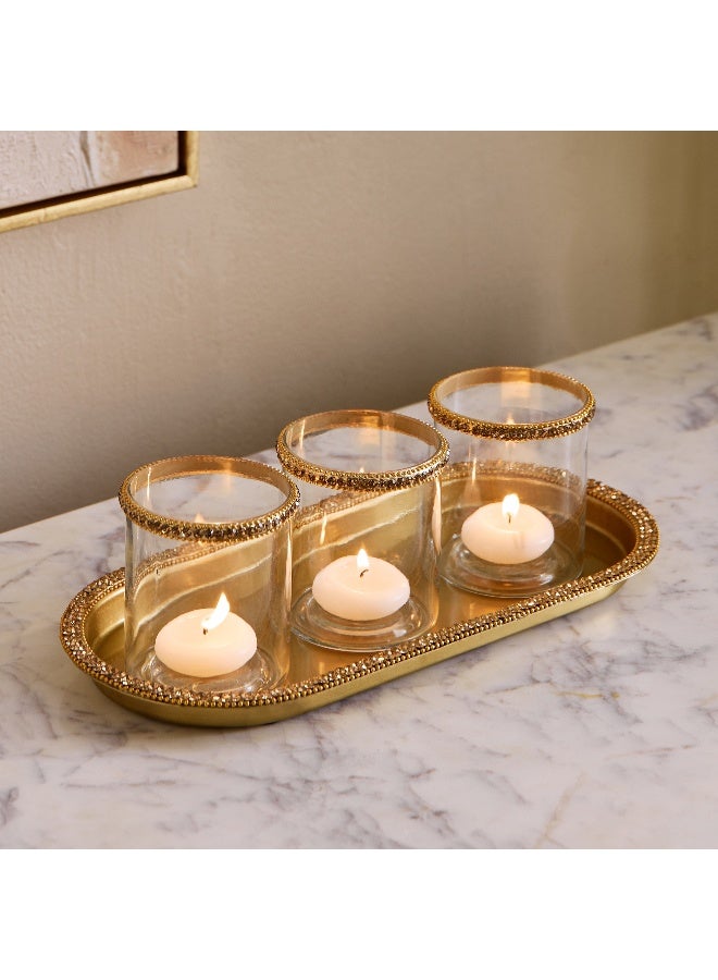 Home Box Iras Elara 3-Piece Decorative Tealight Candleholder Set with Tray - Image 1