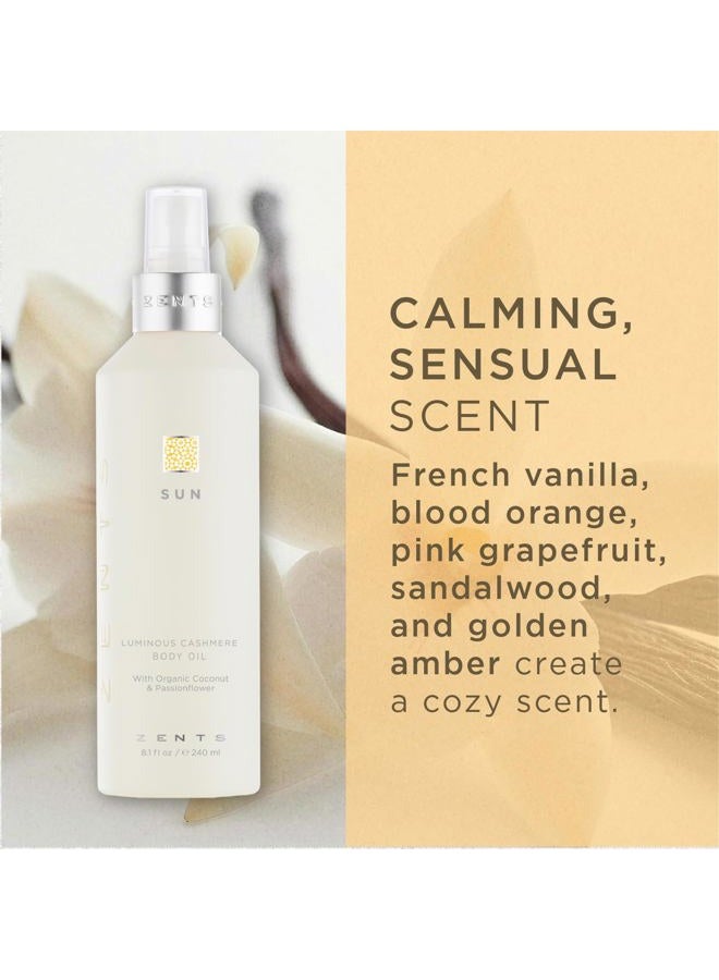 zents Luminous Cashmere Body Oil (Sun Fragrance) | Moisturizing Body Oil with Vitamin E & Organic Coconut Oil | Softens & Smooths Skin | 8 fl oz - Image 4