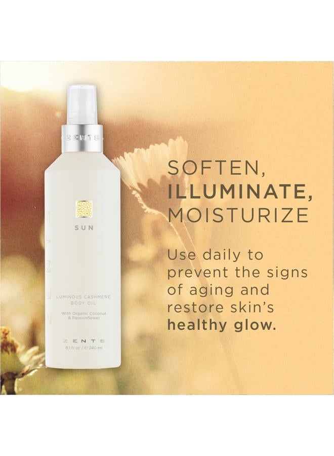 zents Luminous Cashmere Body Oil (Sun Fragrance) | Moisturizing Body Oil with Vitamin E & Organic Coconut Oil | Softens & Smooths Skin | 8 fl oz - Image 2