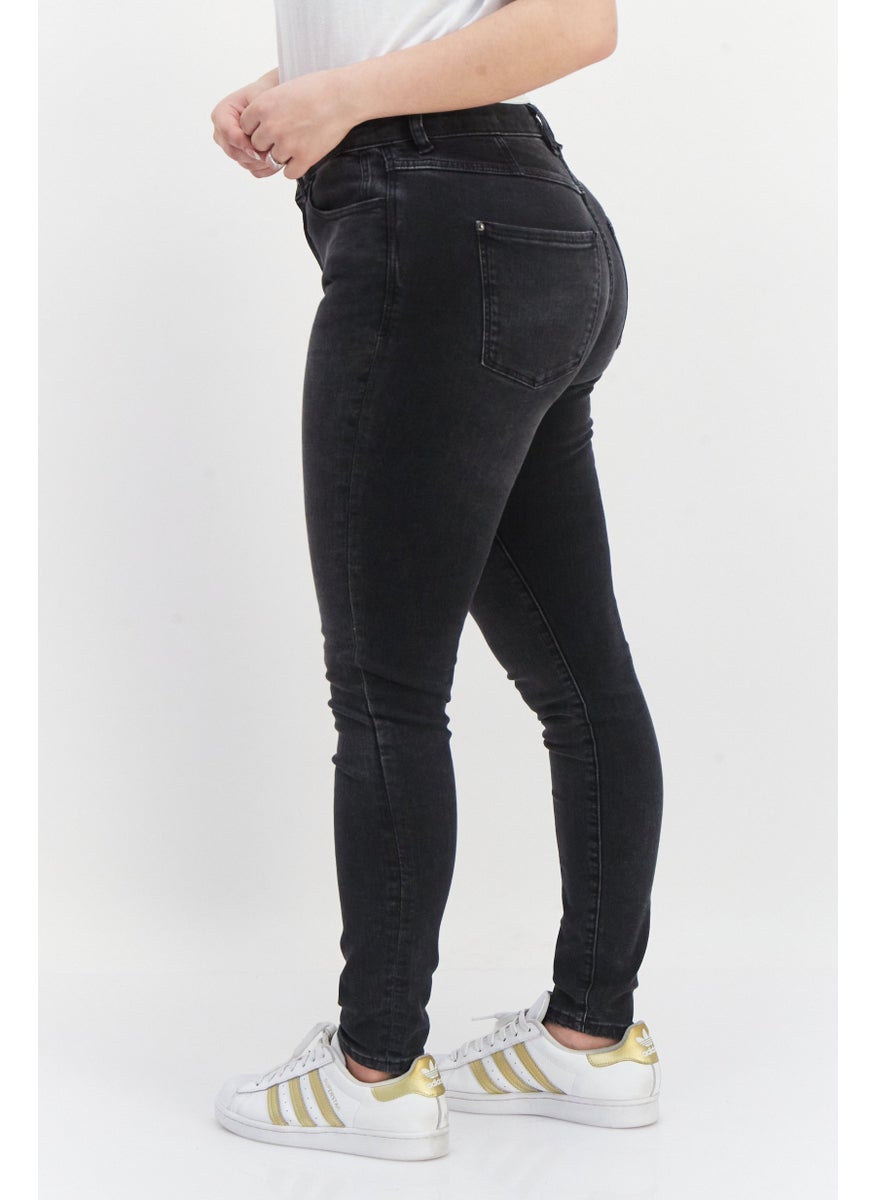 ESPRIT - Women Skinny Fit Washed Stretchable Denim Jeans, Balck - Image 1