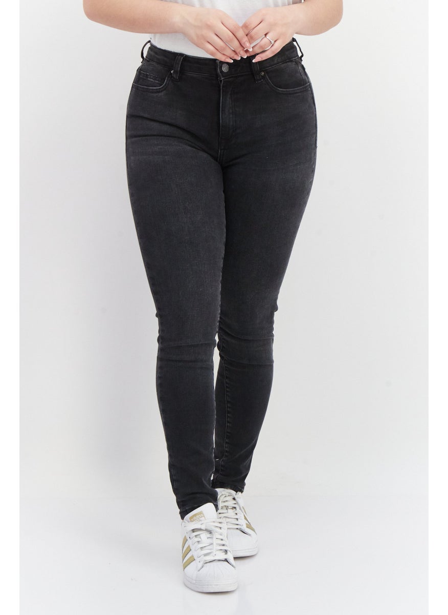 ESPRIT - Women Skinny Fit Washed Stretchable Denim Jeans, Balck - Image 1