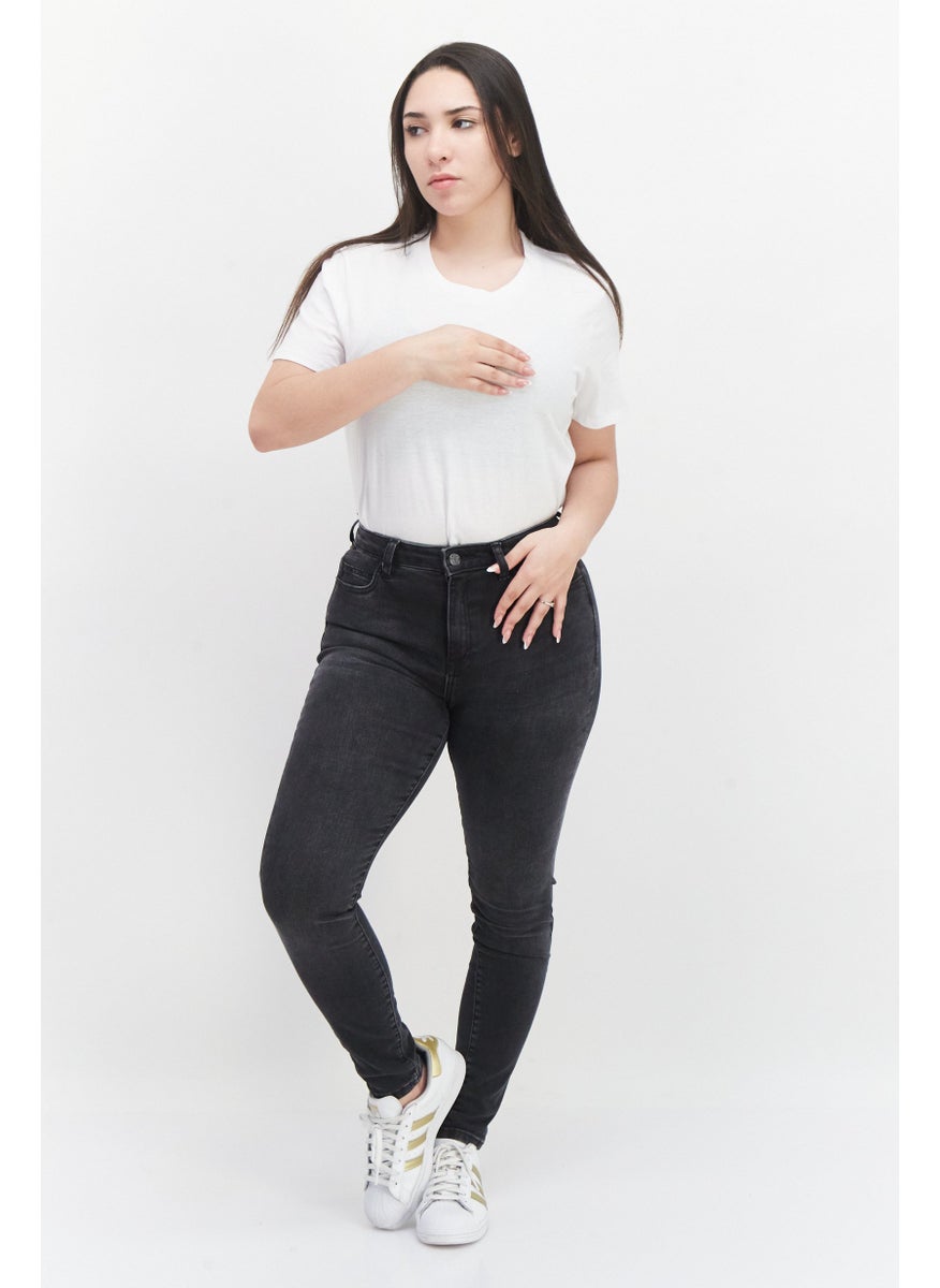 ESPRIT - Women Skinny Fit Washed Stretchable Denim Jeans, Balck - Image 1