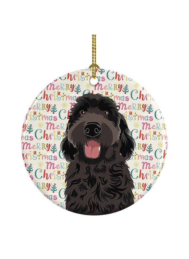 Caroline's Treasures Doodle Black #1 Christmas Ceramic Ornament Christmas Tree Hanging Decorations for Home Christmas Holiday, Party, Gift, 3 in, Multicolor - Image 1