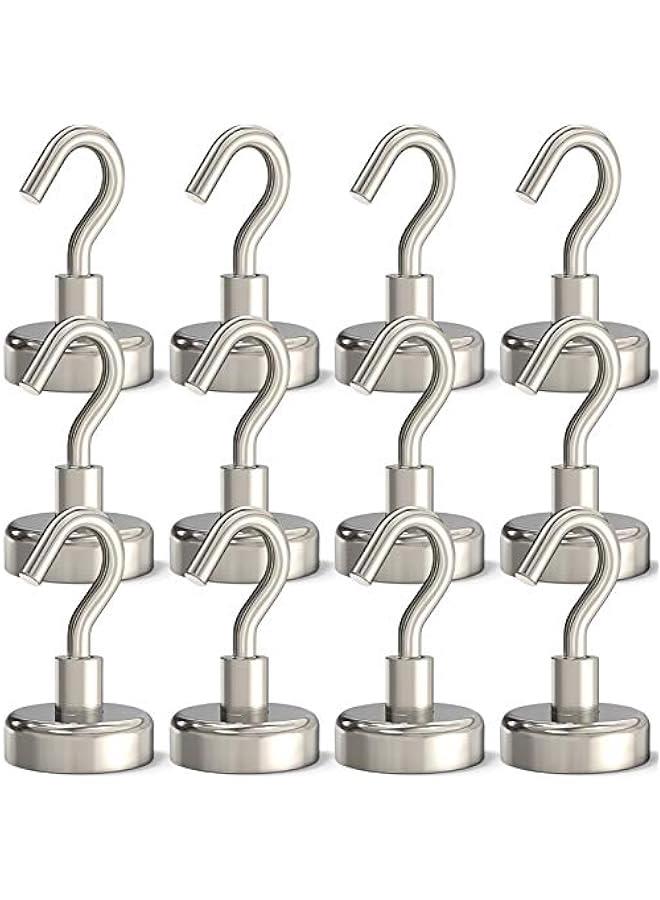 Magnetic Hooks Heavy Duty, 35 lbs Magnets with Hooks for Hanging, Magnet Hooks for Cruise, Grill, Fridge, Kitchen Pack of 12 - Image 1