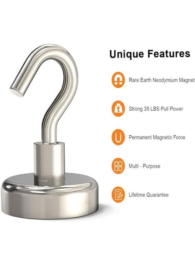 Magnetic Hooks Heavy Duty, 35 lbs Magnets with Hooks for Hanging, Magnet Hooks for Cruise, Grill, Fridge, Kitchen Pack of 12 - Image 2