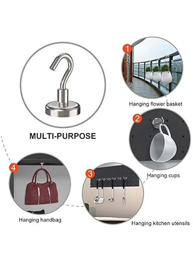 Magnetic Hooks Heavy Duty, 35 lbs Magnets with Hooks for Hanging, Magnet Hooks for Cruise, Grill, Fridge, Kitchen Pack of 12 - Image 5